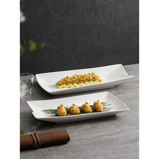 酒菜RMG盘鱼盘长型蒸鱼店饭盘店特色中感式盘子长方形冷菜凉菜z^