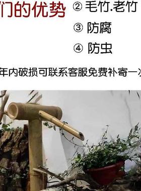 流水摆件水器泵过滤竹竹筒水鱼循环系GHG统日式石槽缸缸落地竹排