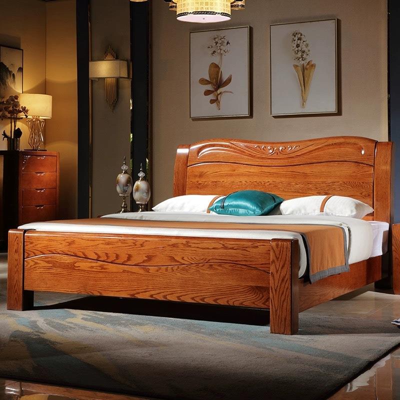 北美红橡木实木床现代双简约1.5米1.8米物人箱储轻奢2米床665婚高