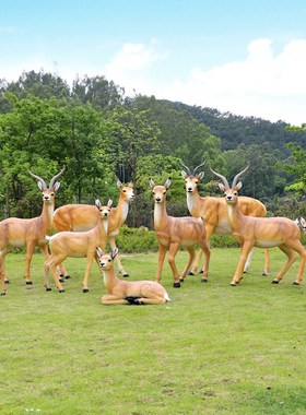 仿真动物雕塑藏羚羊摆件户外园林景区农场装饰玻璃钢花Z园景观小