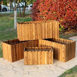 圆口平底防腐户花木箱阳台组合加高防霉外种植箱碳腐化木防木005