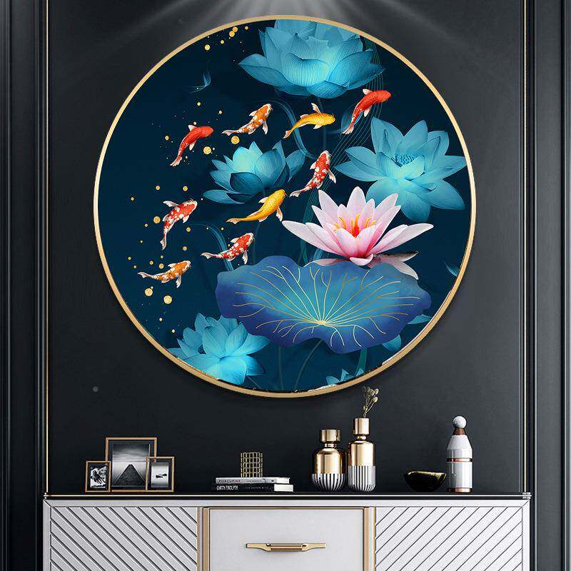 5款钻石画2025年新满工钻客厅圆形九鱼图荷花十字绣TAS手点贴砖d2
