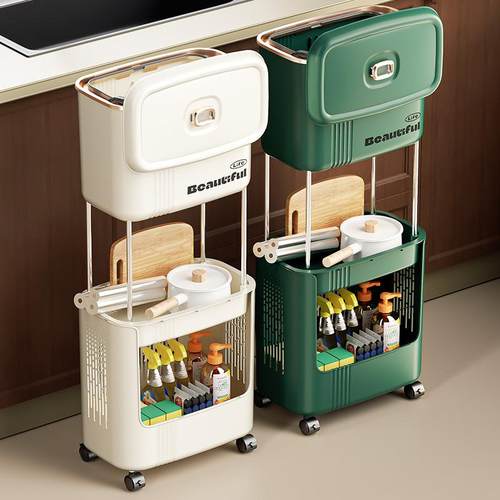 家KEL架用分圾类垃桶奶油风可移动厨房垃圾桶创意多置物大容量层