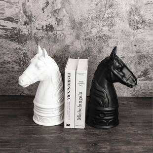 战马摆件现代简约AJE马欧式黑色白色树脂摆件书房档样板售楼处头