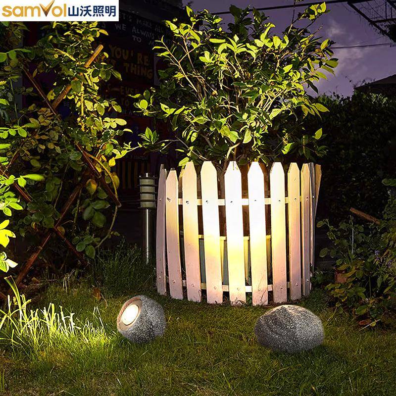 山沃户外防仿石仿石头灯头灯头外壳灯投光灯公园林景观水花丛射照