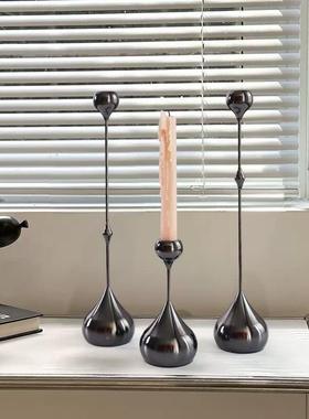 现代MNX简约高感银色水滴烛家用蜡烛座轻奢烛光晚级餐台氛台围感