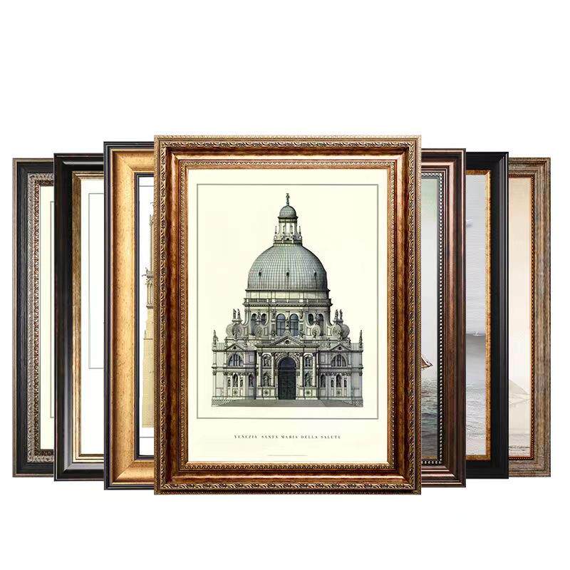 大尺寸油画复古美式相发泡框框画装裱框复古外框挂墙框描海报素框