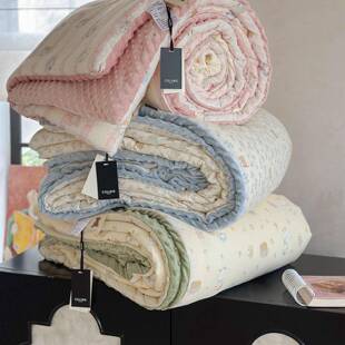 2025秋冬新款韩式全棉印花暗合安抚豆豆被单双人可水洗保暖被芯