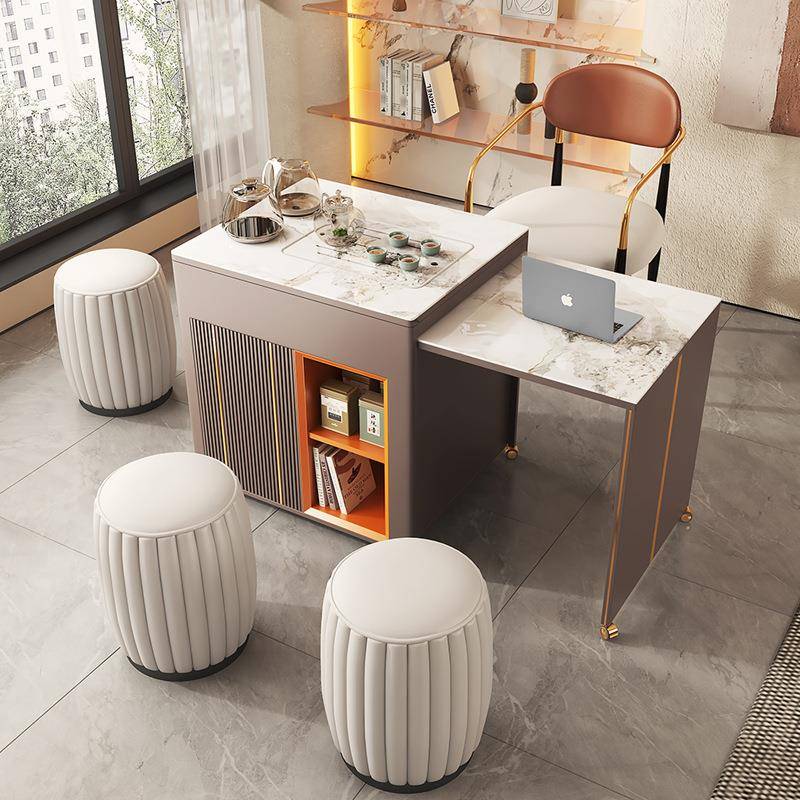 移动茶台轻奢现代泡茶茶桌茶具套装一体家用阳台简约伸缩小型茶车