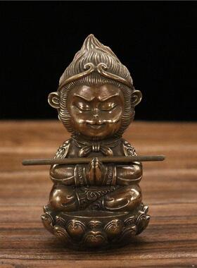 新品Q版孙悟空铜像坐莲花齐天大圣斗战胜佛车载摆件家居桌面摆件
