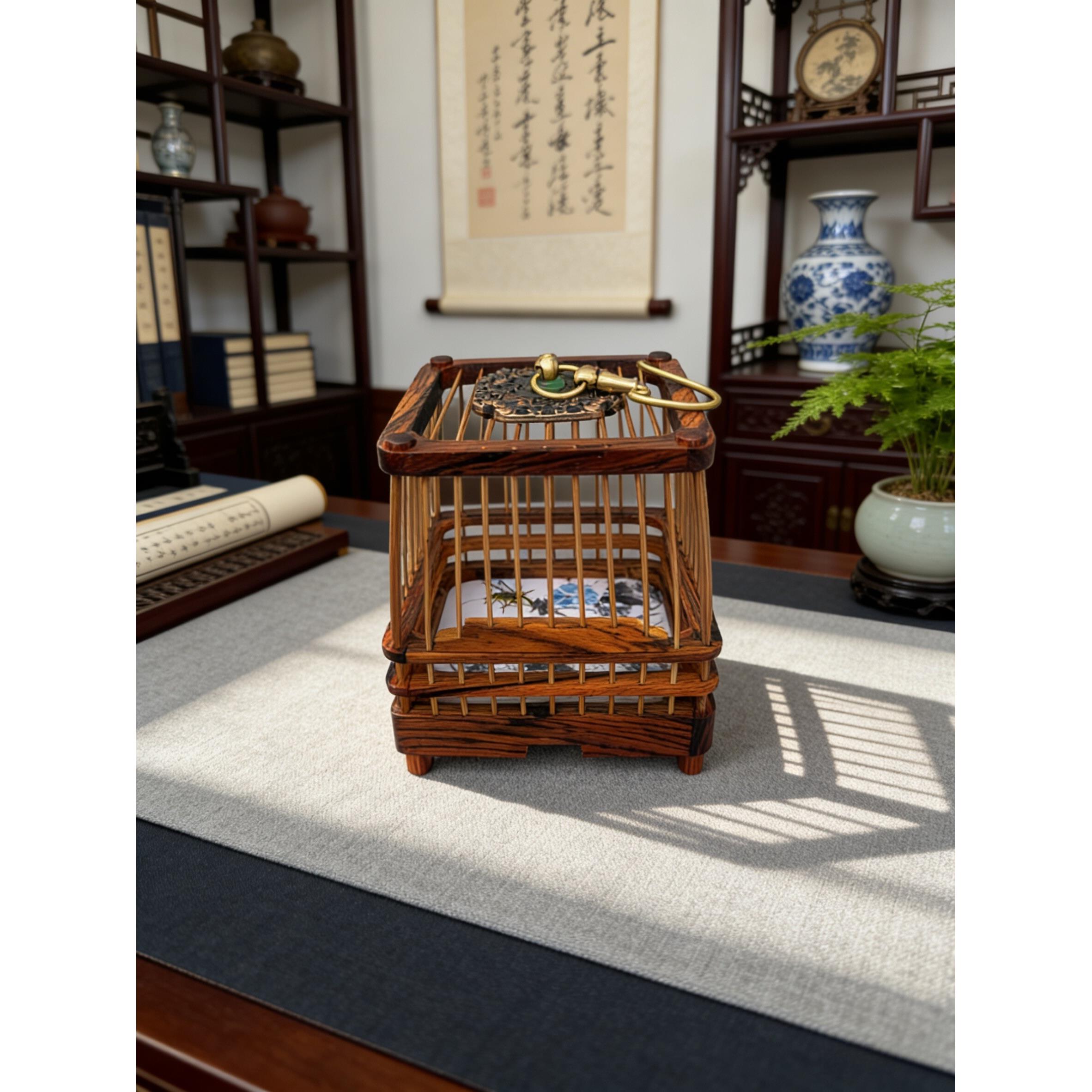 红木紫光檀木精品螽斯笼子高档手工饲养箱盒子实木高级高端豪华