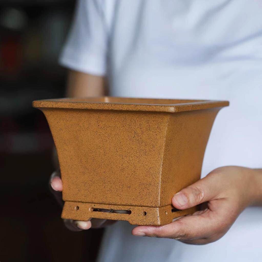 紫砂花盆正方形四方形精品盆景盆栽多肉内门竹兰花盆柴烧冯长根