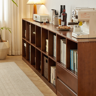 实木落地矮书柜家用客厅组合电视柜卧室儿童储物格子柜收纳简约柜