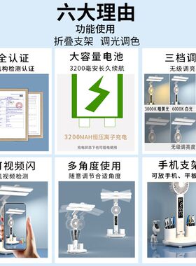 德国护眼台灯专用学习带风扇折叠充电儿童学生写作业防近视阅读灯