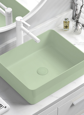 绿色台上盆陶瓷洗手池洗手盆洗脸盆长方形洗漱洗面盆台盆水盆水池
