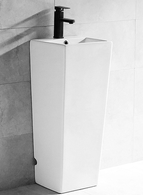 简约小户型立柱盆陶瓷阳台立式洗手池卫生间一体落地式脸盘方形盆