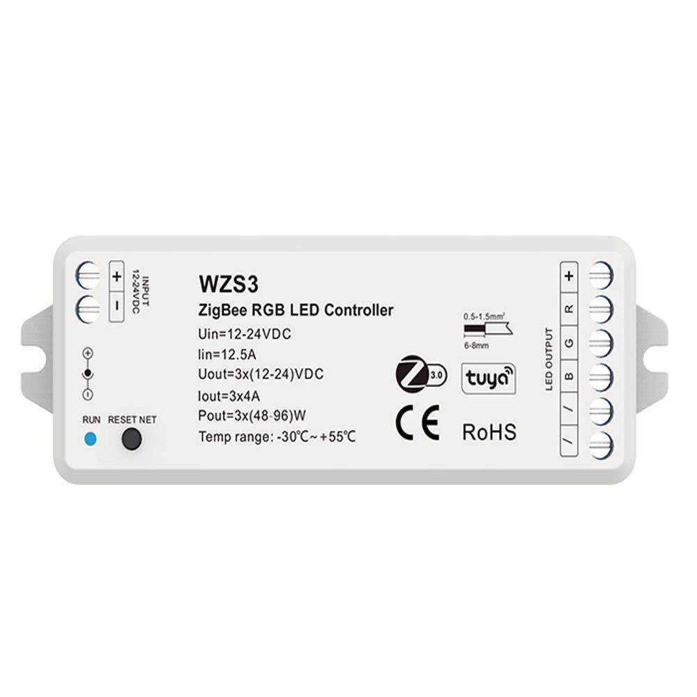 3通道RGB ZigBee3.0恒压LED控制器 颜⾊亮度调节延迟开关⾳乐播放