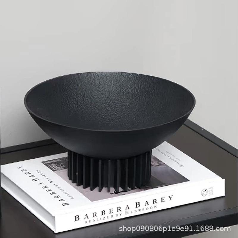 现代简几OZO何黑色极金属托盘收摆纳盘样间客厅茶几板果盘软装饰