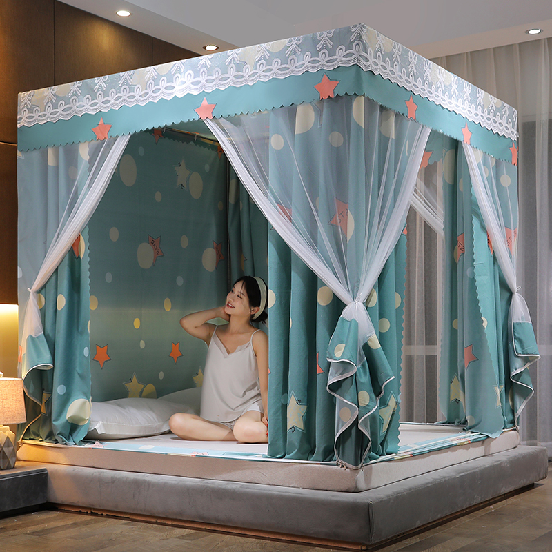 拉链蒙古包蚊帐2021年新款防尘夏天遮光床帘O家用卧室一体式全封