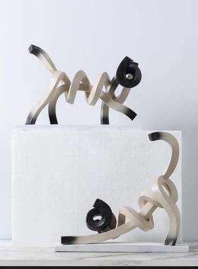 脂抽象扭曲无线条房伸展趣味猫咪摆件家居样板间玄装关儿童树软饰