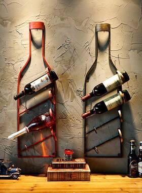 美铁艺复古式酒架工业风店铺装饰墙壁挂件装25486壁挂装饰品红饰