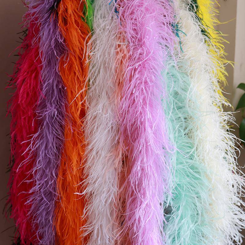 现货5层鸵毛鸟毛加密条加厚羽毛绒条走秀装表FWF演服装饰鸵鸟羽条