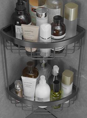 拉丝枪壁灰浴室置收物架挂卫生间双层三QIE角篮篮铜合金网转角架