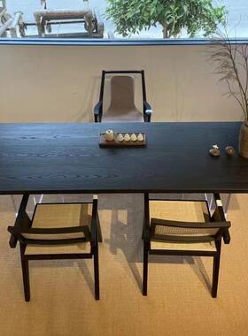 白板蜡木碳化黑色木板实YHZ餐桌茶桌茶台桌木面板板实木板原木大