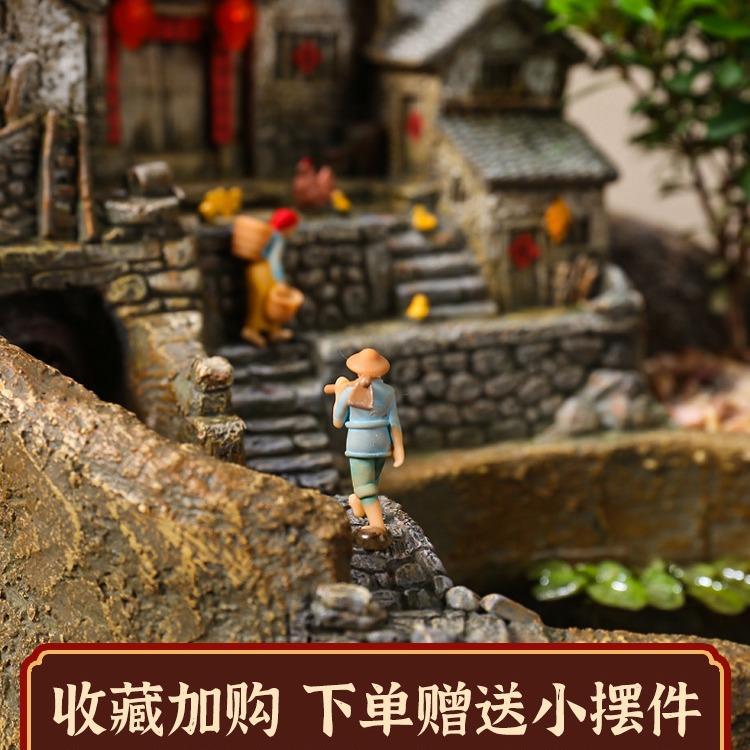 创意流水MYG件环水循玄摆关永动客饰厅造景鱼缸禅意造景桌面装品