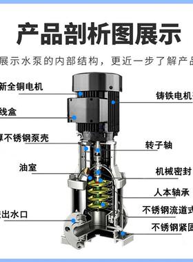 CDF不锈钢立式多级离心泵轻管道泵供水泵压ENLL高扬程水泵型管道