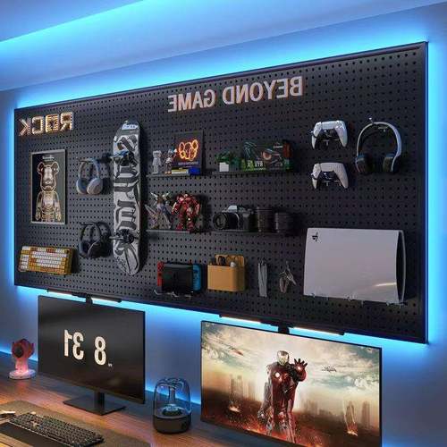 电竞房店洞洞板墙上置物架隔书房洞五金洞板洞洞板展示架收纳展板