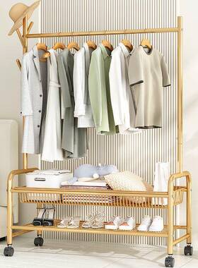 晾衣架室内落地衣架架立式子nGC9U60Z加粗加厚新款动网红衣带轮可