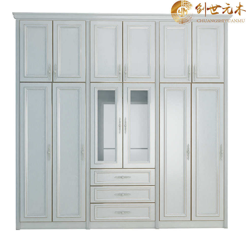 厂家直供定制衣柜组合衣柜描金开门欧式卧室储物柜板式家具