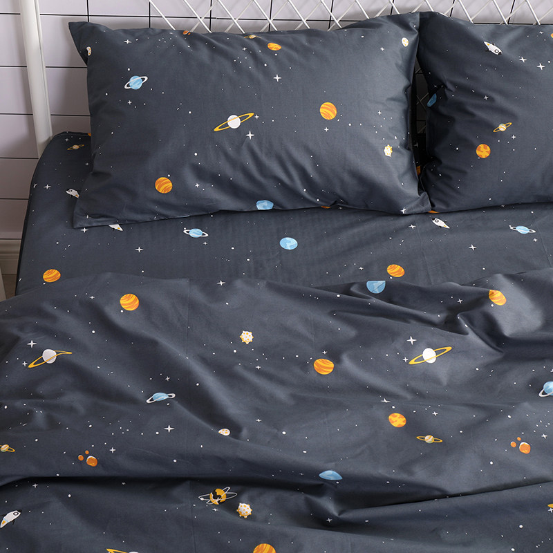 宇宙纯棉床单单件深灰色耐脏北欧单人米学生宿舍床1.21.5m1.8简约