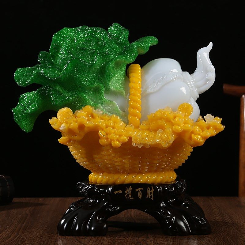 一揽百财招财翡翠玉白菜摆件客厅酒柜玄关装饰品公司店铺开业礼品,家居饰品,装饰摆件,淘宝优惠券,粉丝福利购,淘宝优惠卷