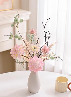 奶风高级插感装饰摆件客厅关玄电视柜家居花瓶VFT桌油面干花花摆