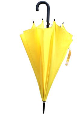 雨中想你黄色长柄小黄弯伞伞长纯色男女钩简约雨伞款清新长柄同