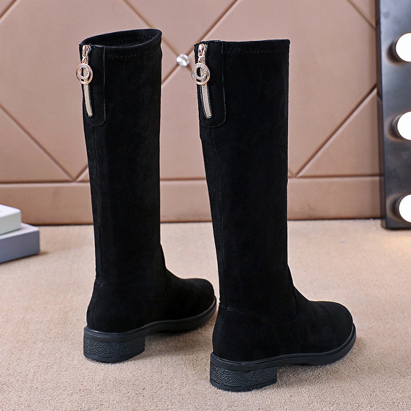 2023秋冬季新款长筒靴女不过膝小个子高筒靴加绒显瘦弹力中筒靴子,女鞋,时装靴,淘宝优惠券,粉丝福利购,淘宝优惠卷