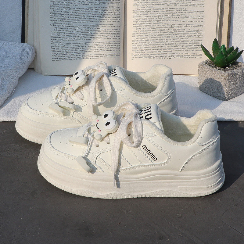 百搭二棉德训小白鞋女加绒学生爆款2024冬季新款休闲运动保暖板鞋,女鞋,德训鞋,淘宝优惠券,粉丝福利购,淘宝优惠卷