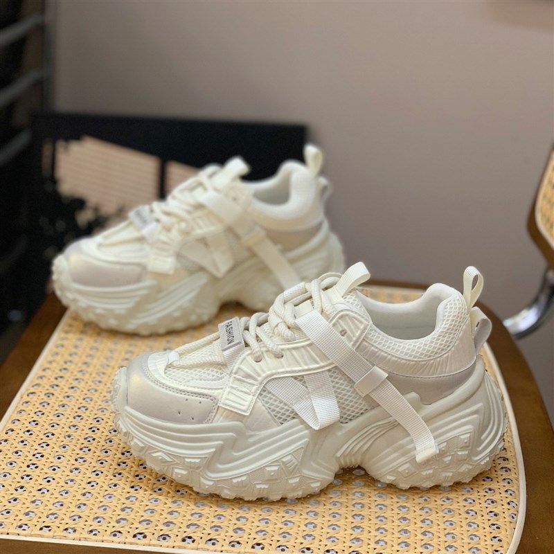 真皮老爹鞋女2025夏季新款百搭增高厚底显腿长单网透气休闲运动鞋,女鞋,老爹鞋,淘宝优惠券,粉丝福利购,淘宝优惠卷