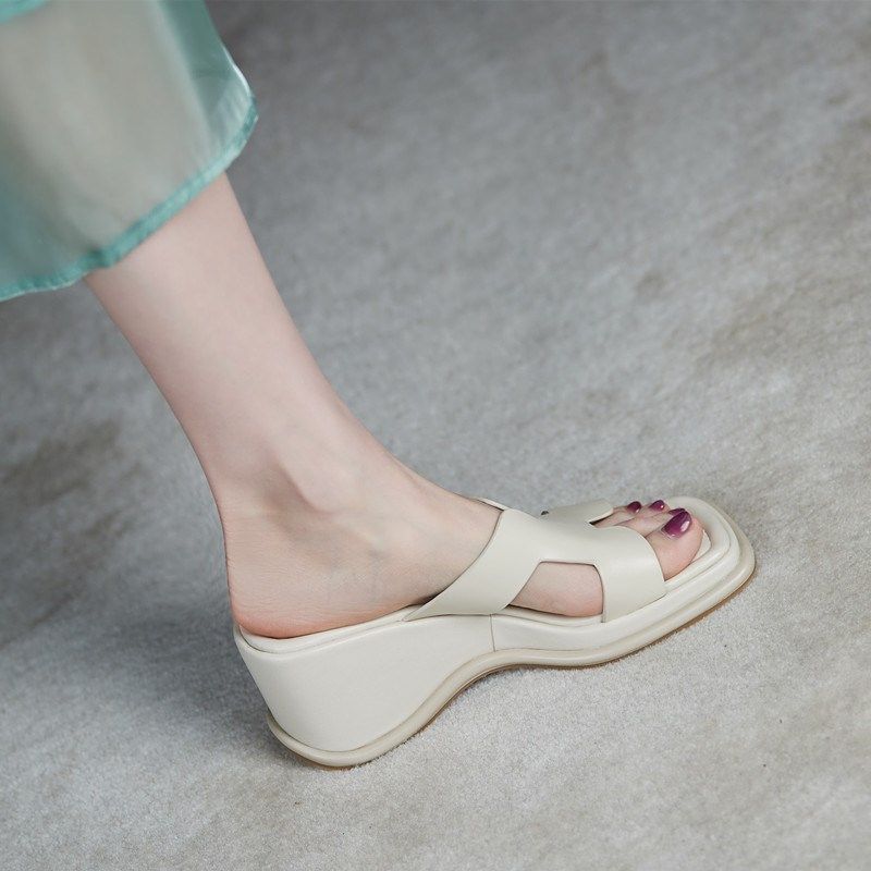 坡跟拖鞋女高跟夏季外穿时尚凉鞋时髦2025韩国厚底休闲凉拖,女鞋,一字拖,淘宝优惠券,粉丝福利购,淘宝优惠卷