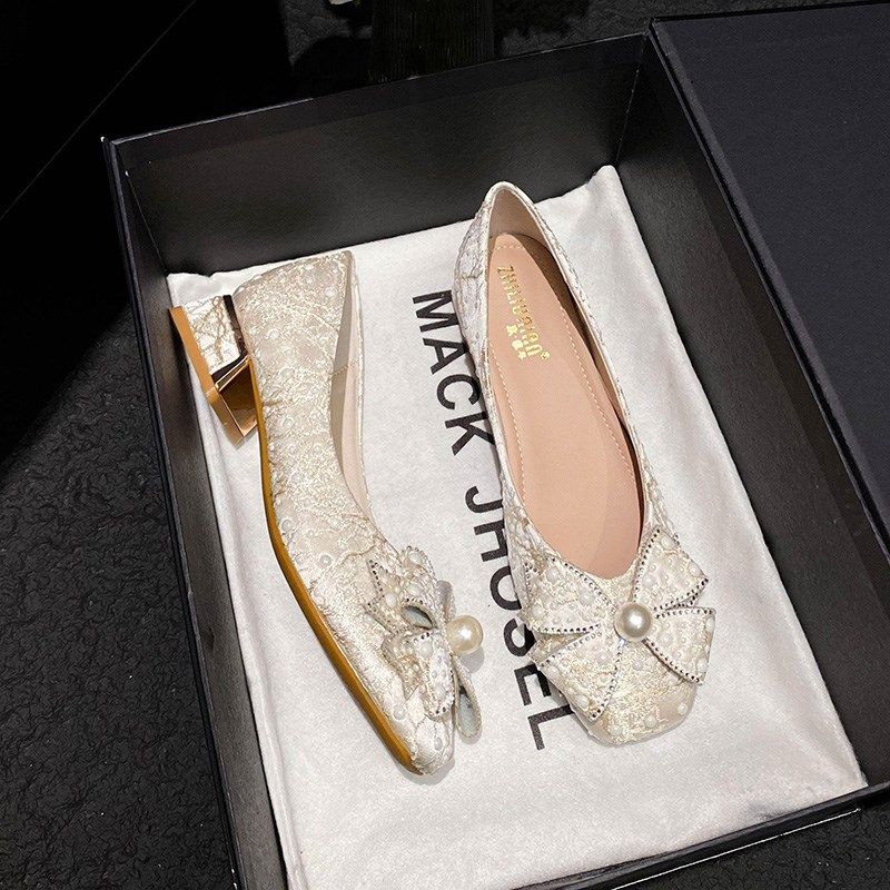 配裙子法式粗跟低跟夏款浅口单鞋女2024新款晚晚鞋仙女鞋大码女鞋,女鞋,浅口单鞋,淘宝优惠券,粉丝福利购,淘宝优惠卷