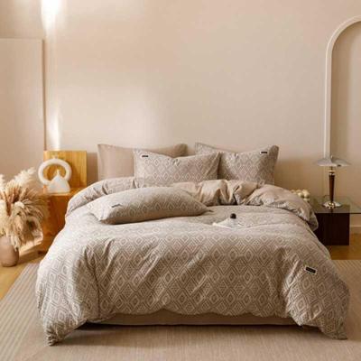 （总）艾莱家纺 2025新款棉麻风色织提花水洗棉全棉纯棉四件套-梦