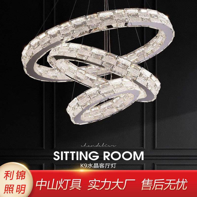 意式吊灯客厅新款轻奢水晶吊灯餐厅灯楼梯灯复式楼大吊灯中山灯具