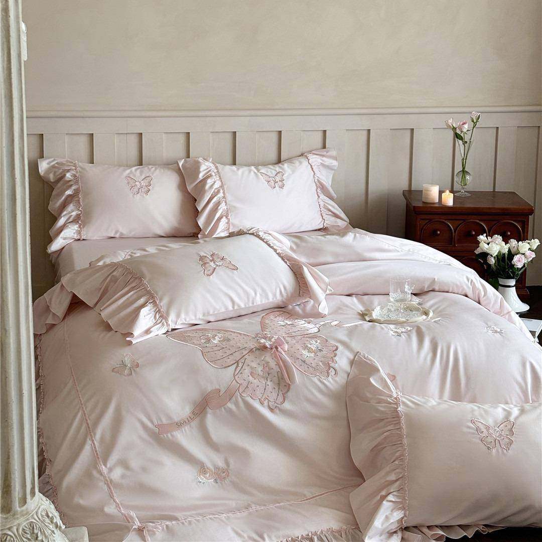 现代轻奢风蝴蝶刺绣寝具床品复古风花边纯棉长绒棉四件套家纺,鲜花速递/花卉仿真/绿植园艺,割草机/草坪机,淘宝优惠券,粉丝福利购,淘宝优惠卷