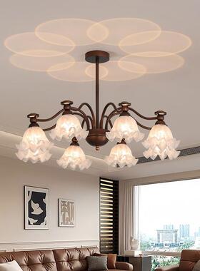 美古客厅吊灯铃卧兰花法式主室灯式具59407中古奶油风大厅复主灯