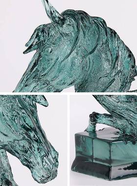 DS0409欧物浅蓝色马头树脂摆件后现代酒店墅展厅玄关动别北软装饰