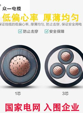 yjv625电线26786/35v单1芯*0/70k95/120//150平方铠装铜芯高压电