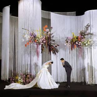 加F96868J8密款 婚庆线0帘子子流苏2苏22年流客厅隔断帘婚礼背景装