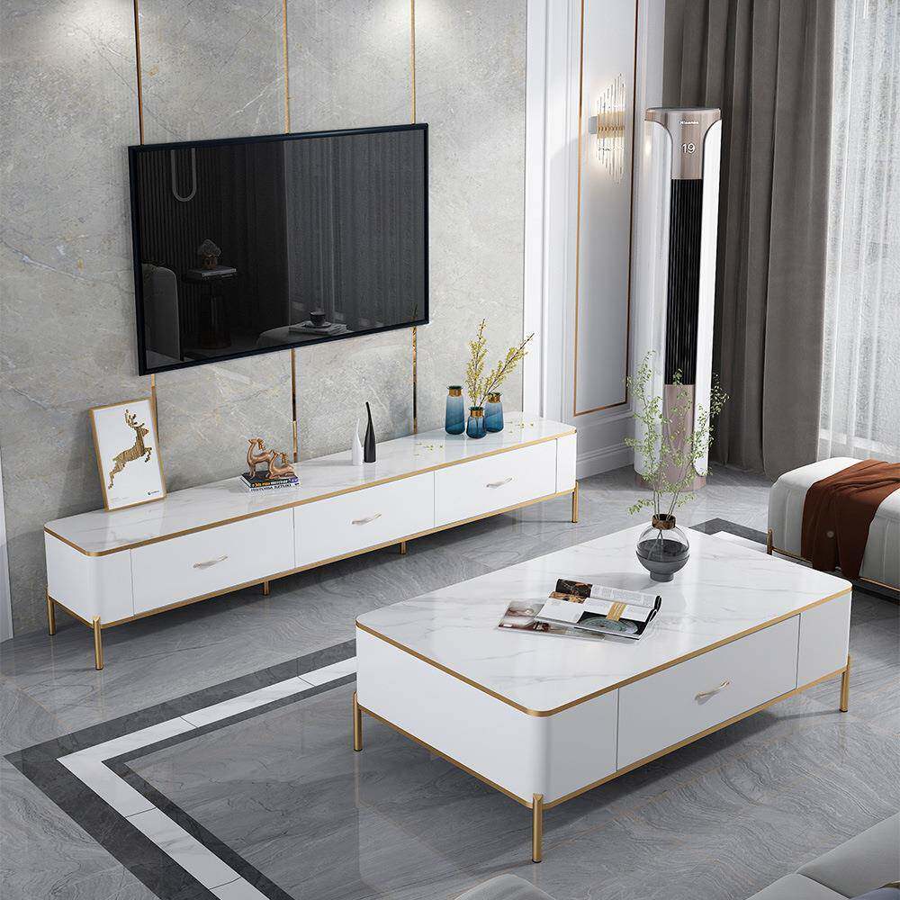 北KCR欧轻大理石奢岩板客简厅地茶几电视机柜落组合现代约家用小